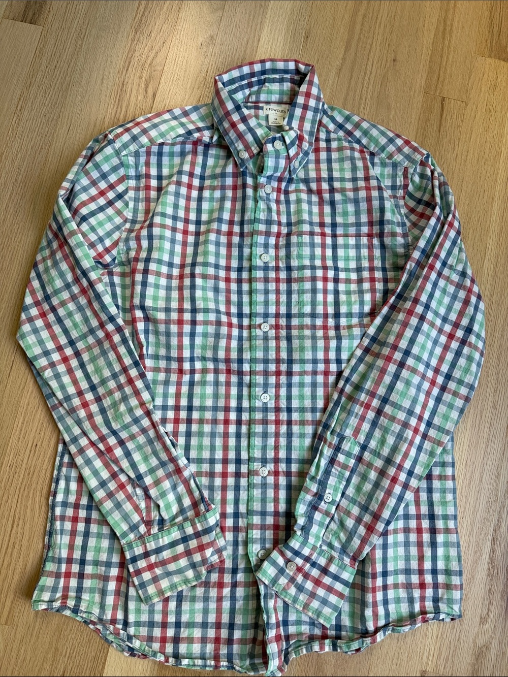 Crewcuts Plaid Button-Down Shirt in Red, Green & Blue